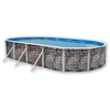Image de Kit Piscine Hors-sol Acier Toi Piedra Gris Ovale Décoration Pierre 7.30 X 3.66 X 1.20m
