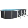 Image de TOI Piscine hors sol ovale Prestigio - 915 x 457 x 120 cm - Gris anthracite (Kit complet piscine Filtre Skimmer et échelle)