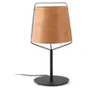 Image de Lampe à poser - FARO BARCELONA - Stood - Abat-jour bois - Structure métal noir - H71xØ27 cm