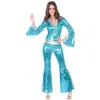Image de Déguisement disco bleu brillant femme