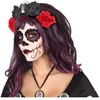 Image de Serre-tête fleurs Halloween ATOSA - Adultes Femmes - Rouge et Noir