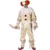 Image de Déguisement homme - ATOSA - Clown ensanglanté - Combinaison satin écrue - Dentelle grise à lambeaux - Pompon rouge