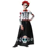 Image de Déguisement fille - ATOSA - Squelette mexicain - Taille 5/6 ans - Robe longue satinée - Ceinture incluse