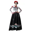 Image de Déguisement Femme - ATOSA - Squelette Mexicain - Robe Longue - Ceinture - Halloween/Dia De Los Muertos