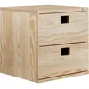 Image de Cube de rangement 2 tiroirs pin masif - 36.2 x 36.2 x 33 cm - bois brut