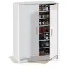 Image de Meuble a chaussures armoire - 2 portes + 6 étageres - mélaminé blanc - 30 paires - l75 x p36 x h101 cm 007853O