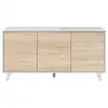 Image de Buffet scandinave abby 3 portes l154cm - blanc et bois