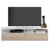 Image de Meuble tv lola 2 portes battantes et 2 niches de rangement l130 cm - blanc et bois