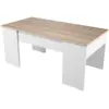 Image de Table basse gotham avec plateau relevable et rangement - blanc et bois