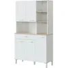 Image de Meuble de cuisine KIRA - Décor blanc artik et chêne canadien - 5 Portes + 1 tiroir - L108 x H186 x P40 cm