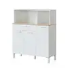 Image de Buffet de cuisine émile 3 portes et 1 tiroir l108 x h126cm - blanc et bois