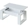 Image de Table Basse Relevable - Mélaminé Blanc - L 105 X P 55 X H 45 Cm