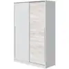 Image de Armoire penderie mya avec portes coulissantes l120 x h200cm - blanc / bois