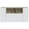 Image de Buffet john 3 portes et 3 niches l150cm - blanc et bois