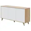 Image de Buffet laura 3 portes avec 3 étagères l154cm - blanc et bois