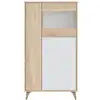 Image de Vitrine Laura 3 Portes Avec Étagères L77 X H142cm - Blanc Et Bois