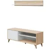 Image de CALICOSY - Meuble TV 2 niches et 1 porte avec son étagère murale Kikua Plus - L135 cm - Blanc