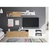 Image de Ensemble Meuble Tv Réversible Julia - Mélaminé Blanc Et Chene - 2 Portes Battantes - L220 X P40 X H 44 Cm