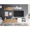 Image de Ensemble meuble TV réversible JULIA - Mélaminé blanc et chêne - 2 Portes battantes - L220 x P40 x H 44 cm