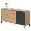 Image de Buffet 2 portes 3 tiroirs - panneaux de particules mélaminé - chene et noir - l 154 cm x p 41 cm x h 74 cm 0Z6623W