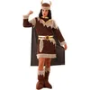 Image de Déguisement Femme - EURO CARNAVALES - Viking - Tunique Ceinture Chapeau - Marron Multicolore - Adulte