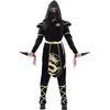Image de Déguisement - EURO CARNAVALES - Ninja Noir et Or - Combinaison à capuche - Ceinture et masque - Pour femme