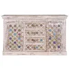Image de Buffet Bas - Giner y Colomer - Bois de Manguier - Détails Céramique et Bronze - Finition Blanche