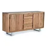 Image de Buffet en bois massif - Giner y Colomer - 4 portes 3 tiroirs - Pieds en métal - Marron