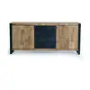 Image de Buffet de style industriel - bois de manguier et métal - coloris naturel - 80x180x45 cm