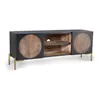 Image de Meuble TV - GINER Y COLOMER - Mangoholz et Métal - Noyer Foncé - 145x40x56 cm