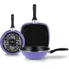 Image de Ensemble Poêle, Wok Et Grill Induction 24-28cm, Revêtement Antiadhésif Sans Pfoa Magefesa Very Peri Violet