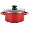 Image de Casserole Induction 20 cm Acier Émaillé Antiadhésif sans PFOA Couvercle Verre FAGOR Optimax Rouge