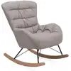 Image de Fauteuil à bascule en beige, pieds en métal et piétement luge en hêtre