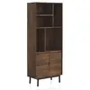 Image de Bibliothèque avec 2 portes en bois de manguier massif et base en métal