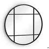 Image de Miroir rond diamètre 120 avec structure métallique noire - REF.11301