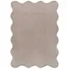 Image de Tapis lavable antidérapant uni à bordure ondulée taupe, 160 x 230 cm 51140