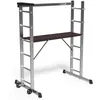 Image de VOUNOT® Échafaudage roulant 3 en 1 - échelle escabeau et plateforme de travail - aluminium - hauteur ajustable max 270cm