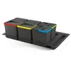 Image de Emuca Kit de poubelle pour tiroir de cuisine avec base Recycle hauteur 216mm 2x12litres 2x6litres module 900mm Plastique gris