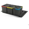 Image de Emuca Kit de poubelle pour tiroir de cuisine avec base Recycle hauteur 266mm 2x15litres 2x7litres module 900mm Plastique Gris