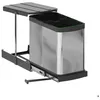 Image de Poubelle de recyclage - EMUCA - Recycle Inox - 2 x 12 L - fixation au sol et extraction manuelle