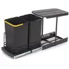 Image de Poubelle De Recyclage Emuca Gris Anthracite 2 Bacs 12l