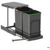 Image de Poubelle de recyclage - EMUCA - 2 x 12 L - Fixation au fond et extraction manuelle
