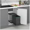 Image de -Emuca Poubelle de recyclage Recycle pour cuisine 24 L fixation au fond et extraction manuelle/automatique Plastique gris