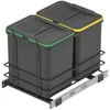 Image de Emuca Poubelle de recyclage Recycle pour cuisine 2 x 16 L fixation par le bas et extraction manuelle Plastique gris antracite