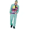 Image de Déguisement - Survêtement Coucher de Soleil Années 80 - Costume Rétro - Veste et Pantalon - Bleu