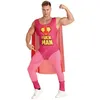 Image de Déguisement - Fuckman Hero - Couleur Rose - Comprend combinaison et cape - Pour homme adulte