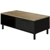 Image de Oxford Table Basse Décor Noir Et Chene - Style Industriel - L 100 X P 55 X H 40 Cm