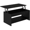 Image de Table Basse Happy - Mélaminé Noir - Plateau Relevable - L 100 X P 50 X H 44 Cm
