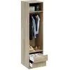 Image de Dressing - Chene - 2 Tiroirs - 2 Étageres - 1 Tringle - 50 X 57 X 200 Cm