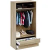 Image de Dressing - Décor Chêne - 2 tiroirs - 2 étagères - 1 tringle - L100 x P57 x H200 cm
